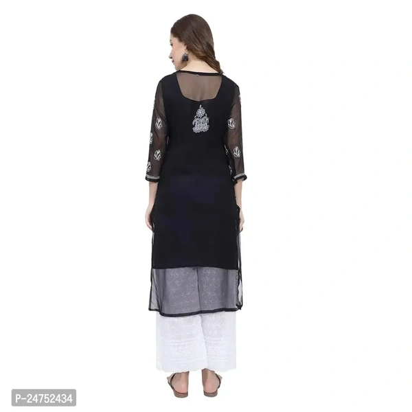 Mrs Right Boutique Design Chikankari Embroidery Kurti for Womens and Girls (Medium, Black) - M