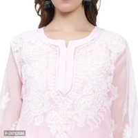 Mrs Right Boutique Design Chikankari Embroidery Kurti for Womens and Girls (Medium, Pink) - M