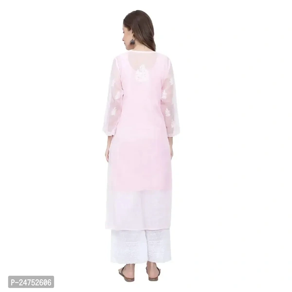 Mrs Right Boutique Design Chikankari Embroidery Kurti for Womens and Girls (Medium, Pink) - M