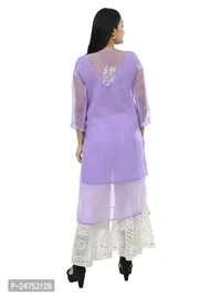 Mrs Right Boutique Chikan Kurti for Women (Medium, Purple) - M