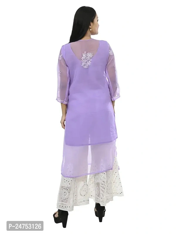Mrs Right Boutique Chikan Kurti for Women (Medium, Purple) - M