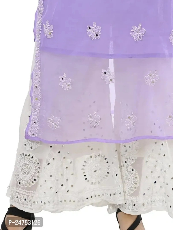 Mrs Right Boutique Chikan Kurti for Women (Medium, Purple) - M