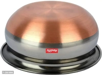 Stainless Steel Serving Bowl 5piece Copper Bottom handi/patili/biryani handi/cookware set with Lid (Pack of 10, Steel)