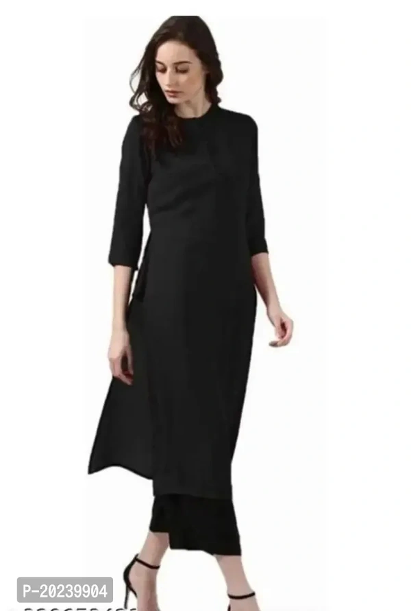 Black Cotton Kurti For Women  - L