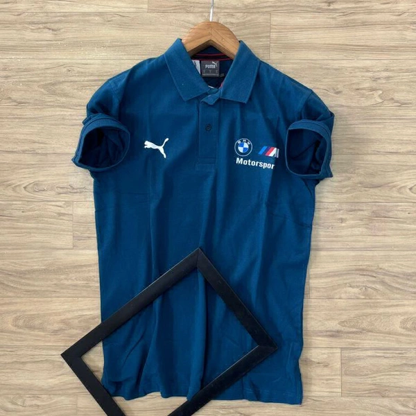 Puma X Motor Sport T Shirt Pure Cotton Original Quality Coller T Shirt  - Royal Blue, L