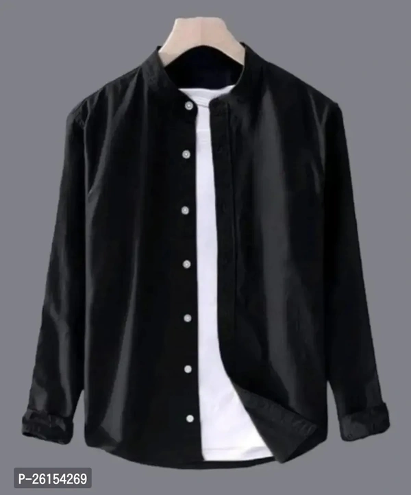 Cotton Shirt for Mens || Plain Solid Full Sleeve Shirt || Regular Fit Mandarin Casual Shirts for Men. Pack of 1 - M