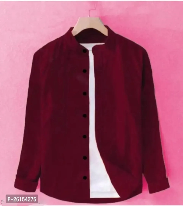 Cotton Shirt for Mens || Plain Solid Full Sleeve Shirt || Regular Fit Mandarin Casual Shirts for Men. Pack of 1 - M