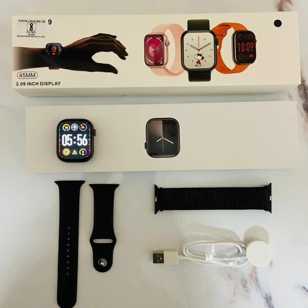 Series 9 Curve Display Smart Watch With Apple Logo Premium Quality - Assorted