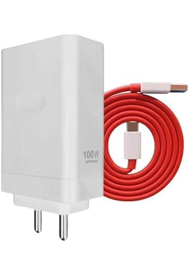 Oneplus 100W Super VOOC Original Charger Compatible for 12|12R|11|11R|10T| 10R| 10pro| 9 Pro| 9RT| 9| 8| 8t| 7| 7t| 6| 6t| 5| 5t| Nord2T USB to C Cable (Adapter & Cable) - White