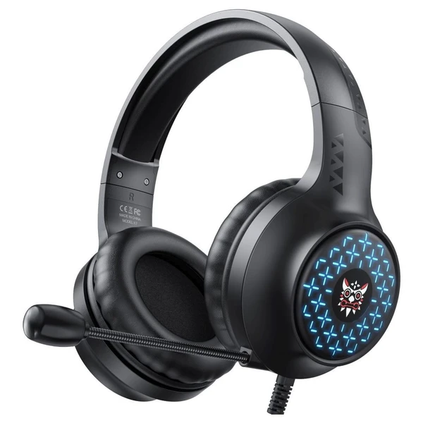 Onikuma X7 Wired Gaming Headphone with Noise Canceling Mic, 6 RGB Breathing Lights, Anti Static - Black