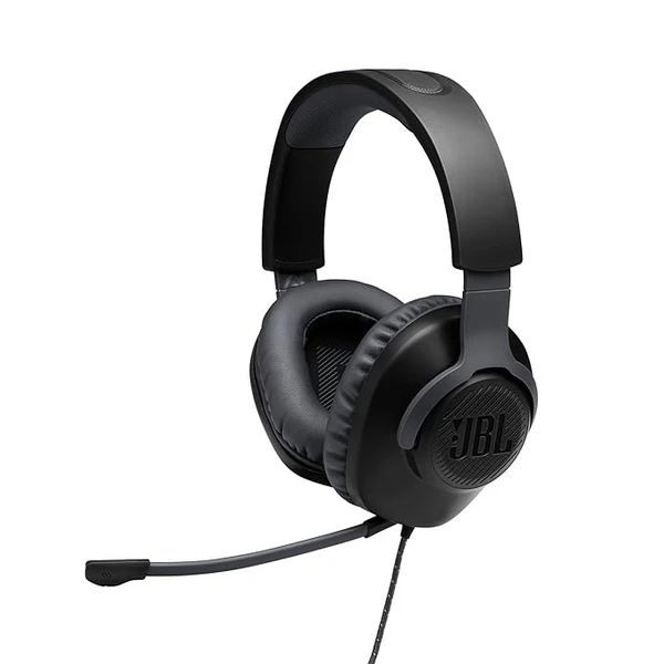 JBL Quantum 100 Wired Over Ear Gaming Headphones with Mic, 40mm Dynamic Drivers, Quantum Sound Signature, Detachable Mic, Memory Foam Cushioning, PC/Mobile/PS/Xbox/Nintendo/VR Compatible - Black
