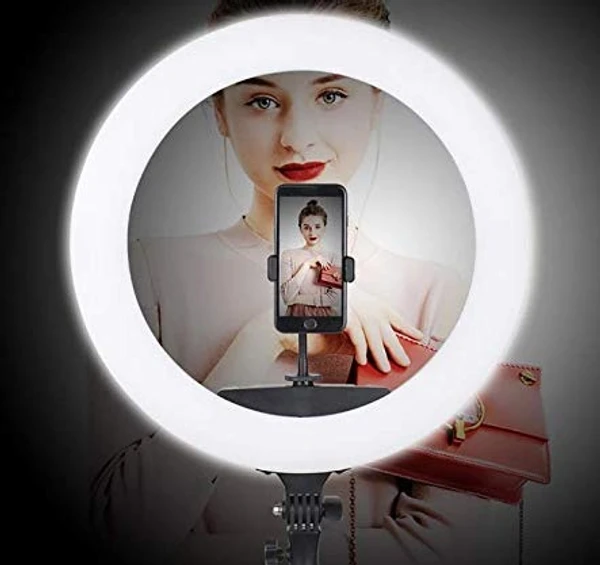 18 Inch Selfie Ring Light LED Studio Photoshoot Flash Light Dimmable Shooting Light with Mobile Phone Holder for Makeup/YouTube Videos Camera Photography Insta Reels Live Streaming