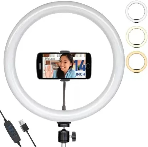 14 inch LED Selfie Ring Light with 3 Color Modes Lighting for Mobile Phones & Camera, YouTube|Photo-Shoot|Video Shoot|Live Stream