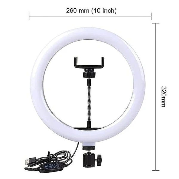 Ring Lights 10" Portable LED Selfie Lights (26cm) for Camera, Phone, TIK Tok, YouTube Video Shooting. Makeup Ring Light Foldable and Lightweight. 3 Color Modes LED Light