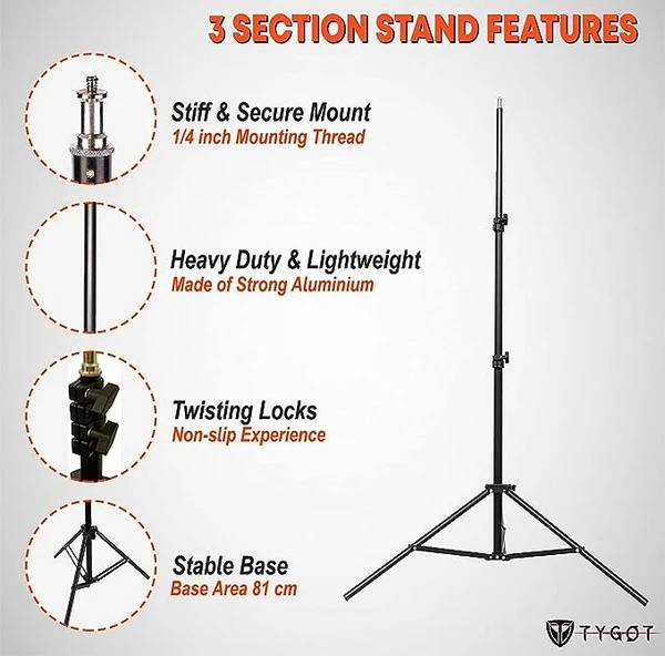 7ft Multipurpose Tripod  (Without Ring Light) - Black