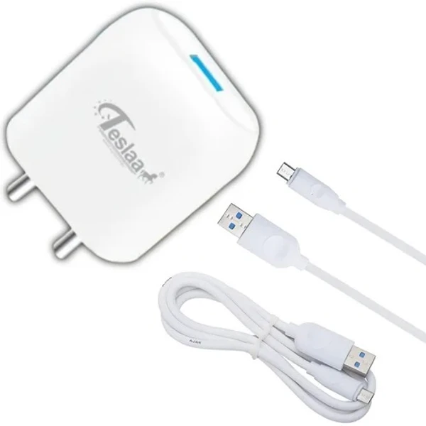 Teslaa 2.4A Micro V8 Charger - White