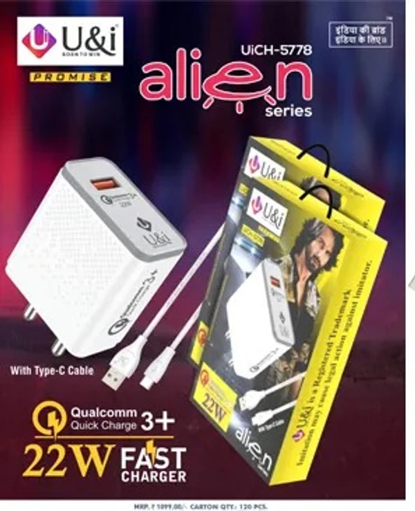 U&I 22W Alien Fast Charger Type - C - White