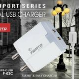 Femto Truport Series Dual USB Fast Charger Type - C