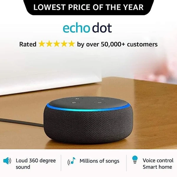 Echo Dot (3rd Gen) - Smart speaker with Alexa (Black) - Black