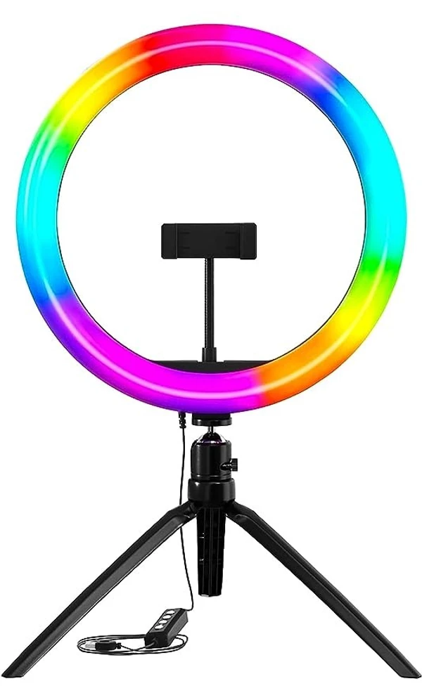 12 inch RGB LED Ring Light with 16 Colour Modes Adjustable Dimmable Lighting - RGB