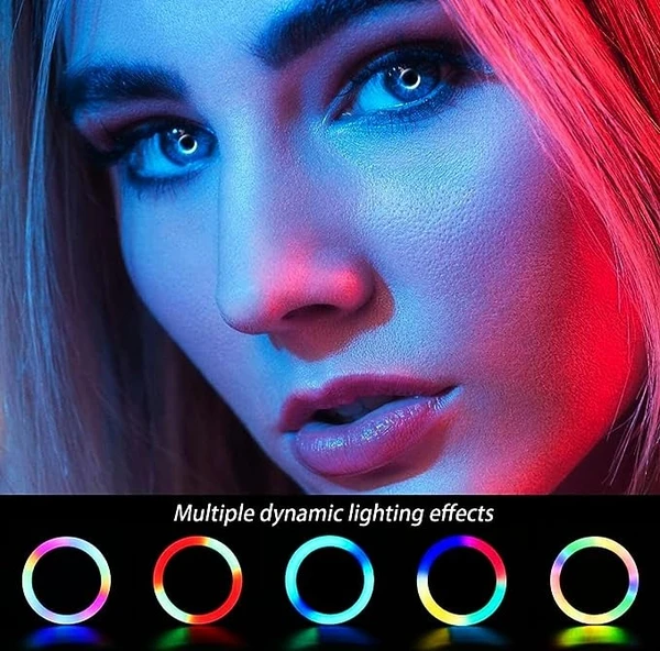 14 inch RGB LED Ring Light with 16 Colour Modes Adjustable Dimmable Lighting - RGB