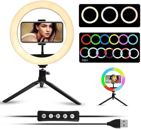 18 Inch RGB LED Ring Light With 16 Colour Modes Adjustable Dimmable Lighting