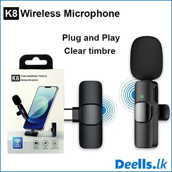K8 Microphone Wireless Lavalier Microphone - Black