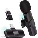 K8 Microphone Wireless Lavalier Microphone - Black