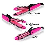 Nova Hair Straightener, Hair Curler & Hair Crimper NHC8890 3 IN 1 Professional Hair Straightener Crimper Roller For Women H01 - Pink