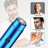 Pocket Size Mini Portable Electric Shaver for Men and Women, Travelling Washable USB Beard Shaver and Trimmer for face under Arms Painless Shaving Trimmer No-Noise - Dark Blue