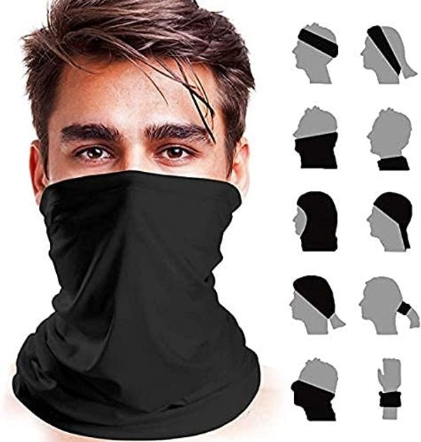 Unisex Motorcycle Riding Bandana, Headband, Head Wrap, UV resistant, Biker Face Mask (Bandanas) - Black