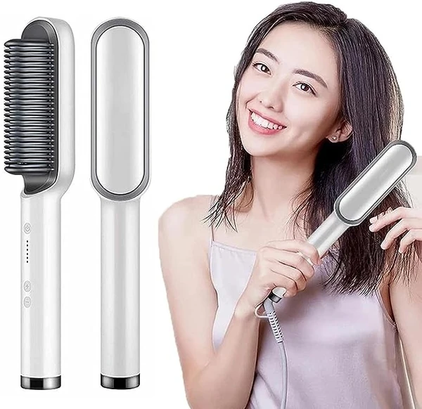 Hair Straightener Comb for Women & Men, Hair Styler, Curler, Straightener Machine Brush/PTC Heating Electric Straightener Brush With 5 Temperature Control - Assorted