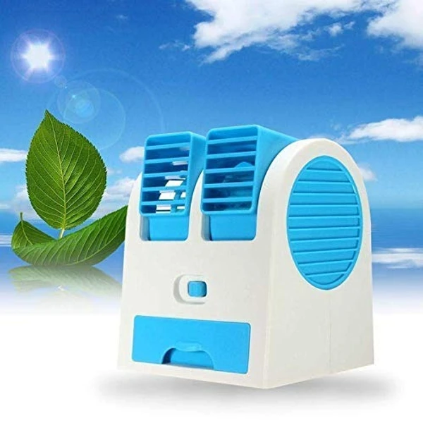 Mini USB Adjustable Angles Dual Air Outlet Fan Electric Air Fan Cooling Desktop Portable Bladeless Blower Mini Cooler Fan with USB Socket - Assorted