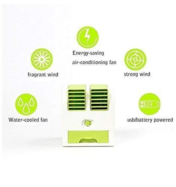 Mini USB Adjustable Angles Dual Air Outlet Fan Electric Air Fan Cooling Desktop Portable Bladeless Blower Mini Cooler Fan with USB Socket - Assorted