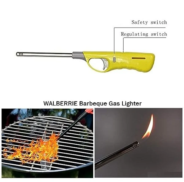  Refillable Gas Lighter for Kitchen, Gas Stove Metal Flame with Adjustable Gun Flame and Multipurpose Use Candle Diya Lighting Use for Household (Multicolor) - Assorted