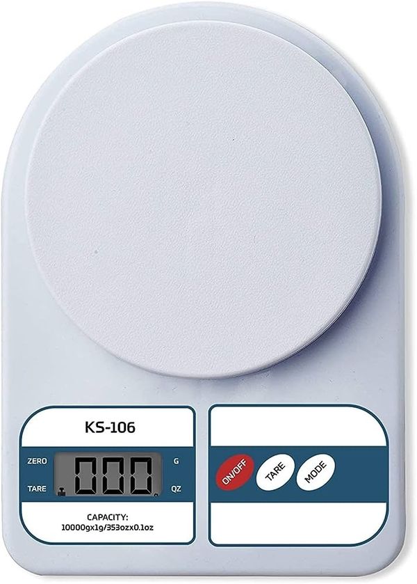 Multipurpose Portable Electronic Digital Weighing Scale Weight Machine (10 Kg - with Back Light), White, Small - White