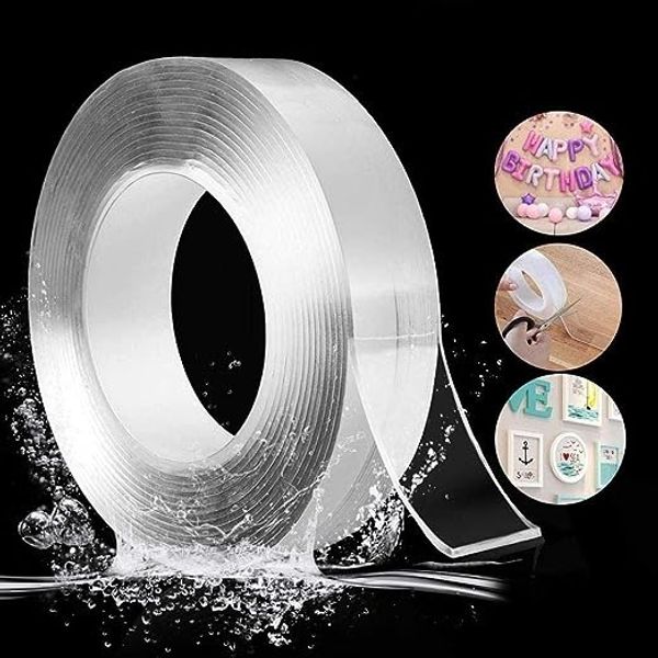 UISP Double Sided Nano Adhesive Tape,Washable Traceless Nano Gel Tape,Stick to Glass, Metal, Kitchen Cellphone,Pads or Tile Nano Tape(3M x 30mm x 2mm)-TS-Grip-Tape-001 - Mirror