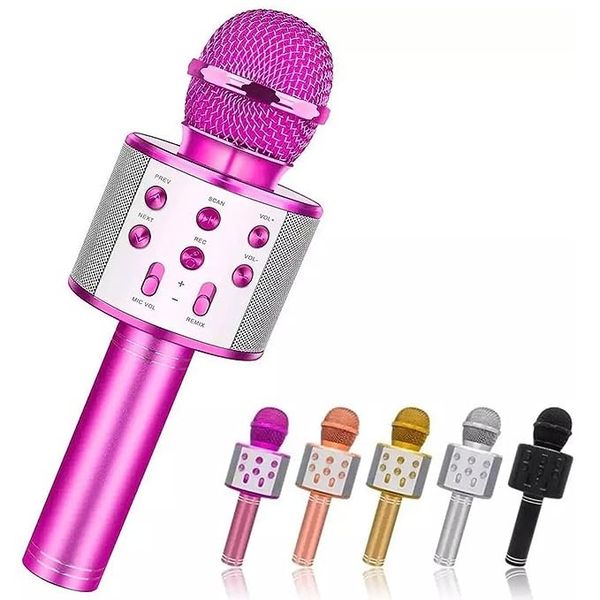 UISP Wireless Bluetooth Karaoke Mike for Singing, Teaching, Birthday Gift, Kids, Kitty Party Speaker Mic Microphone - Rose Gold