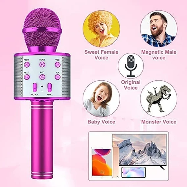 UISP Wireless Bluetooth Karaoke Mike for Singing, Teaching, Birthday Gift, Kids, Kitty Party Speaker Mic Microphone - Rose Gold