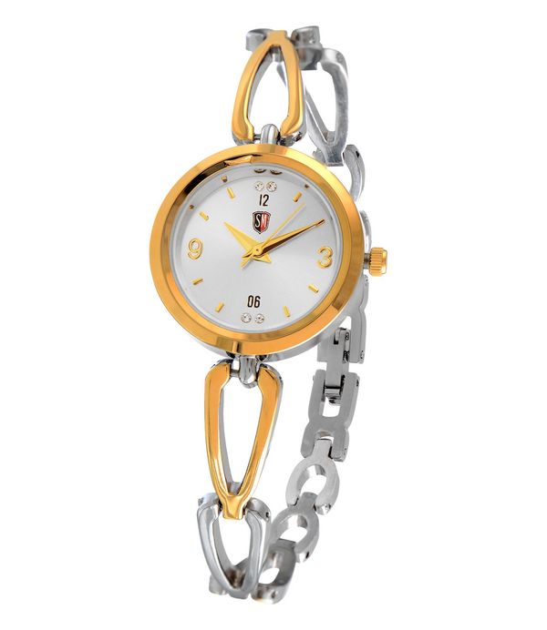 WAT010 -  LADIES STONE EMBEDDED TWO TONE GOLD WATCH - Gold