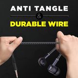 LANDMARK Champ in-Ear Durable Wired Handsfree Anti Tangle 3.5 mm Earphones with Mic & Deep Bass Sound - Black