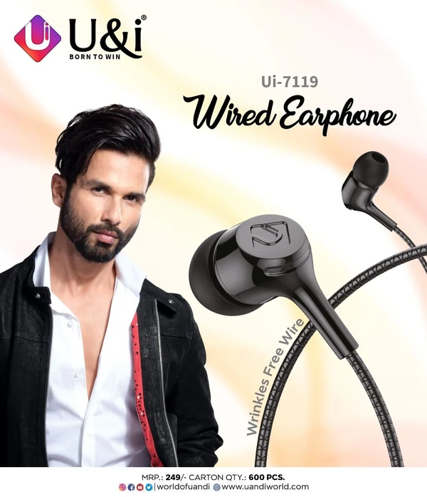 U&I UI-7119 Wired In the Ear earphones with mic - Red