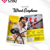U&I UI-7119 Wired In the Ear earphones with mic - Red