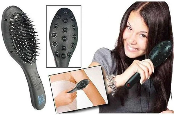 Saimax plus Magnetic vibrating Hair massage / Hair massage comb Acupressure Head Hair Brush Massager - Black