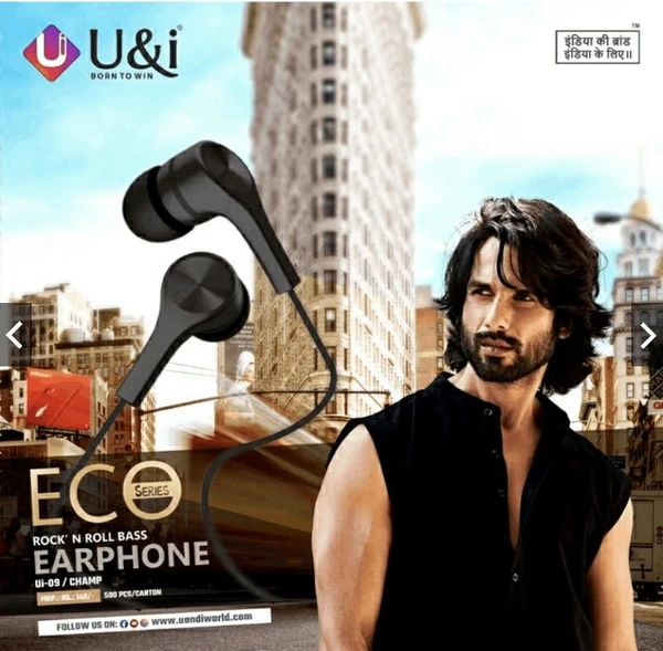 U&i Most Affordable Earphone - Eco Series Wired Headset  (Black, In the Ear) - Black