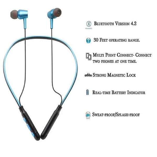 B11 Bluetooth Neckband With Mic Support, Stereo Sound For All Smartphones & Devices  - Multi