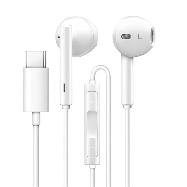 USB C Earphones with Mic and With Volume Control. - White