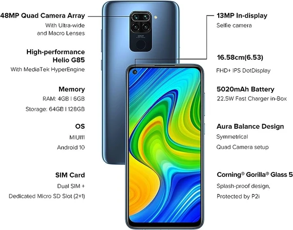 Redmi Note 9 4GB/64GB (With Box)    - Mix