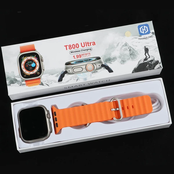 T800 Smartwatch With Infinity Display & Wireless Charging - Orange