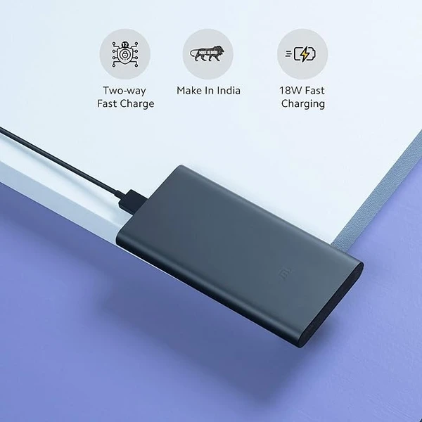 Mi 10000mAH Li-Polymer, Micro-USB and Type C Input Port, Power Bank 3i with 18W Fast Charging - Blue